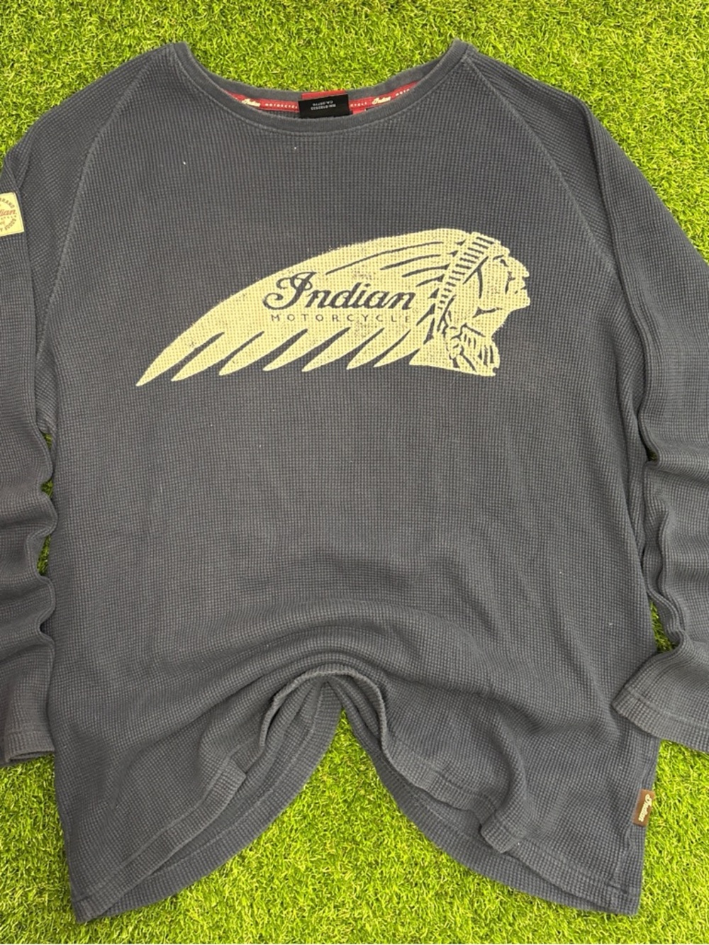 Indian Motorcycle Men's Long Sleeve Thermal Tee - Charcoal Navy Gray